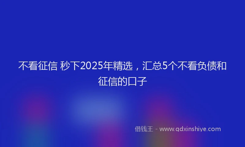 不看征信 秒下2025年精选，汇总5个不看负债和征信的口子
