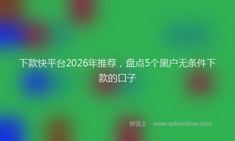 下款快平台2026年推荐，盘点5个黑户无条件下款的口子