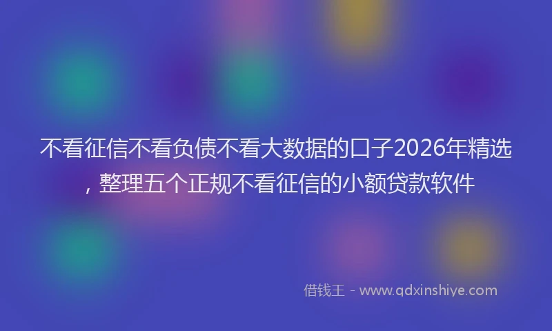 不看征信不看负债不看大数据的口子2026年精选，整理五个正规不看征信的小额贷款软件