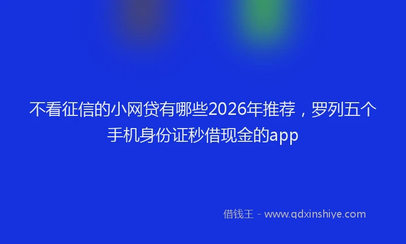 不看征信的小网贷有哪些2026年推荐，罗列五个手机身份证秒借现金的app