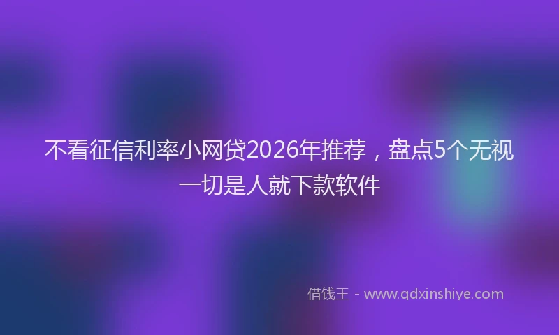 不看征信利率小网贷2026年推荐，盘点5个无视一切是人就下款软件