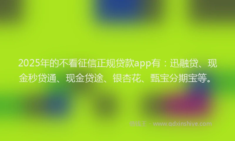 2025年的不看征信正规贷款app有：迅融贷、现金秒贷通、现金贷途、银杏花、甄宝分期宝等。