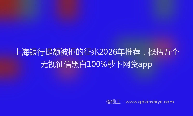 上海银行提额被拒的征兆2026年推荐，概括五个无视征信黑白100%秒下网贷app