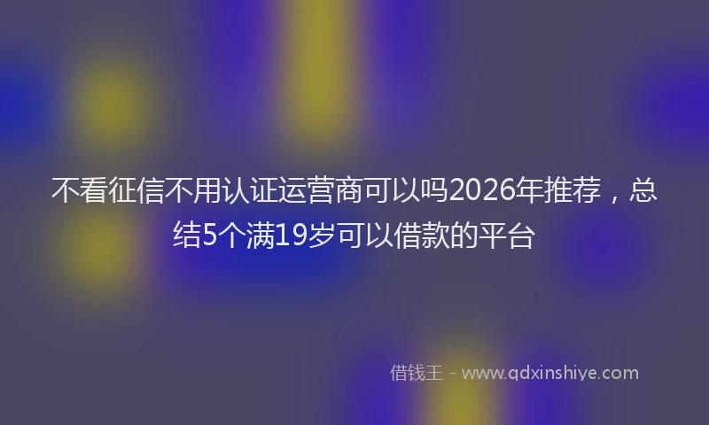 不看征信不用认证运营商可以吗2026年推荐，总结5个满19岁可以借款的平台