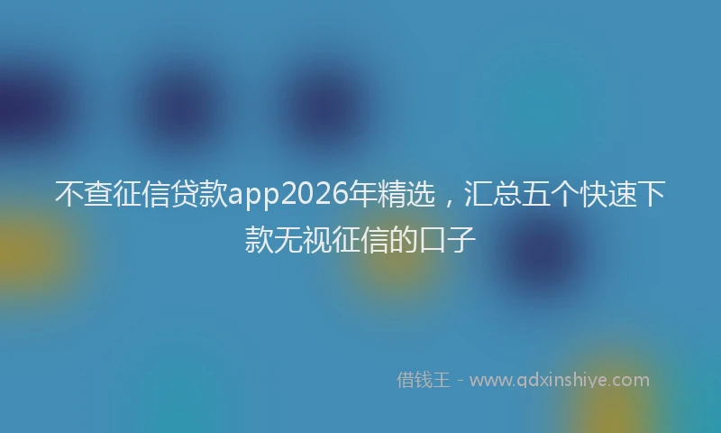 不查征信贷款app2026年精选，汇总五个快速下款无视征信的口子