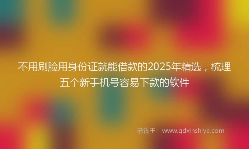 不用刷脸用身份证就能借款的2025年精选，梳理五个新手机号容易下款的软件