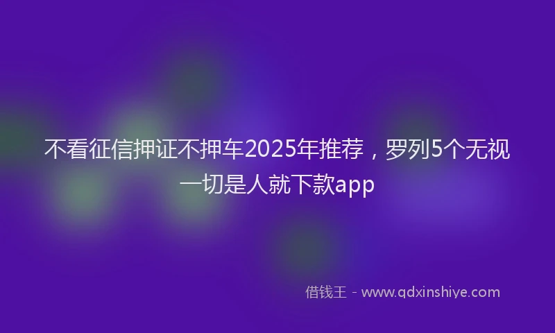 不看征信押证不押车2025年推荐，罗列5个无视一切是人就下款app