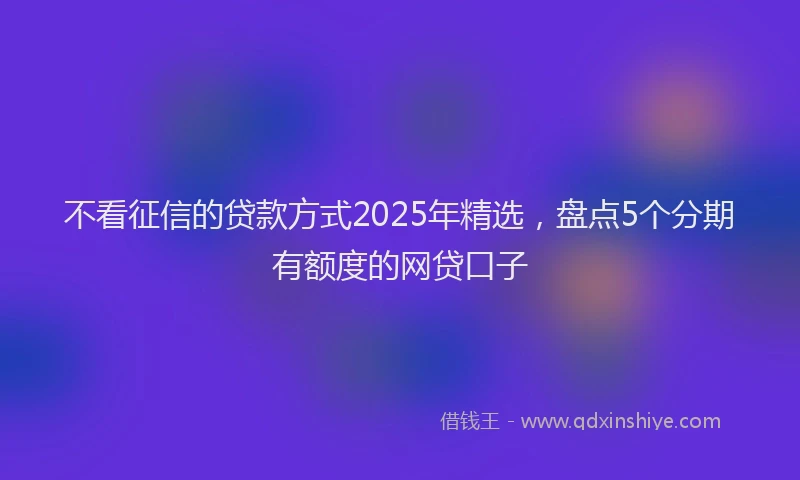 不看征信的贷款方式2025年精选，盘点5个分期有额度的网贷口子