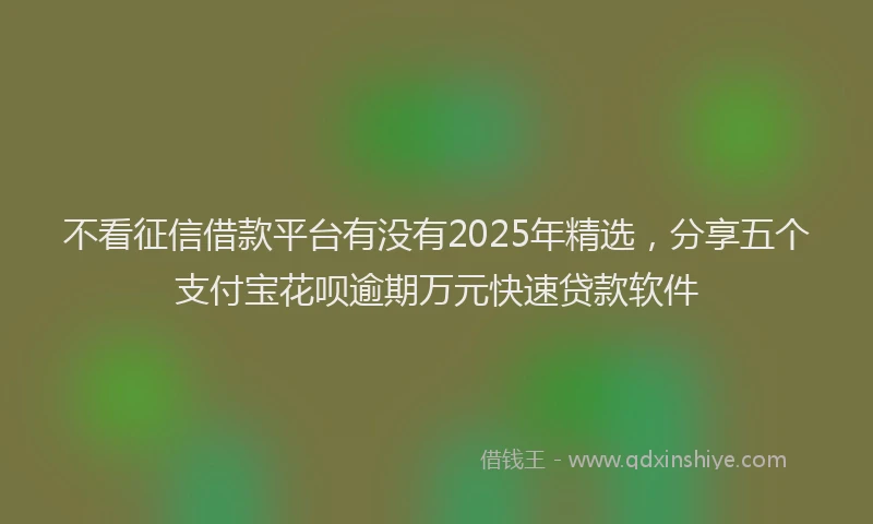 不看征信借款平台有没有2025年精选，分享五个支付宝花呗逾期万元快速贷款软件