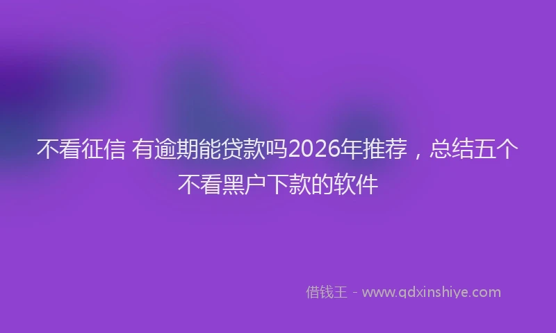 不看征信 有逾期能贷款吗2026年推荐，总结五个不看黑户下款的软件