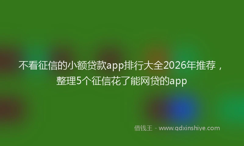 不看征信的小额贷款app排行大全2026年推荐，整理5个征信花了能网贷的app