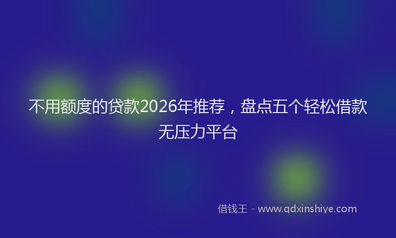 不用额度的贷款2026年推荐，盘点五个轻松借款无压力平台