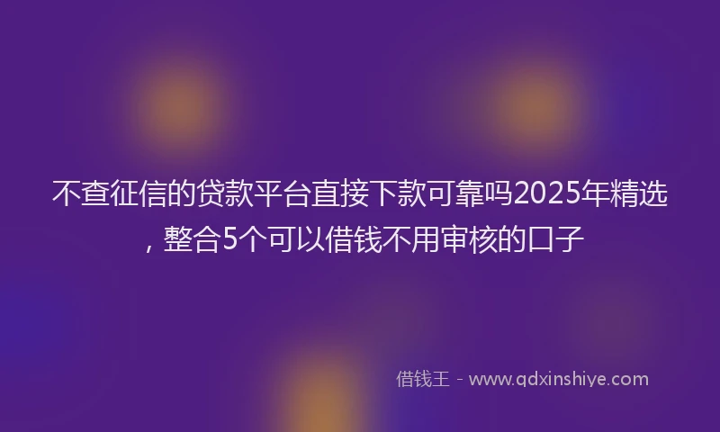 不查征信的贷款平台直接下款可靠吗2025年精选，整合5个可以借钱不用审核的口子