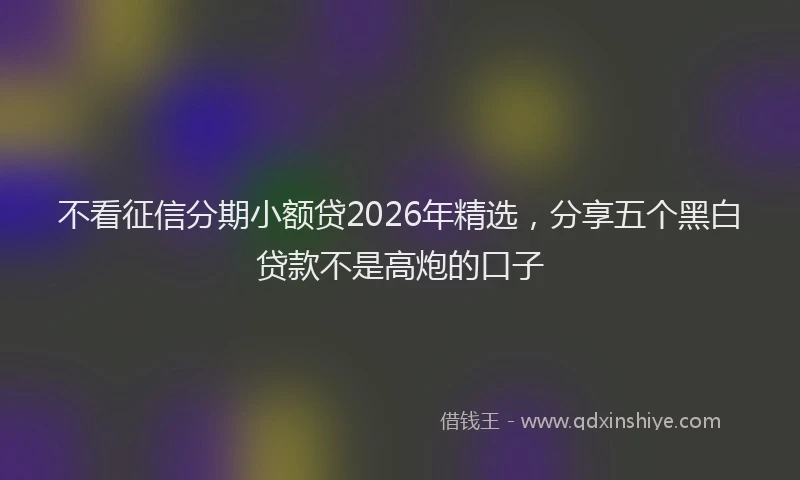不看征信分期小额贷2026年精选，分享五个黑白贷款不是高炮的口子