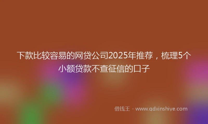下款比较容易的网贷公司2025年推荐，梳理5个小额贷款不查征信的口子