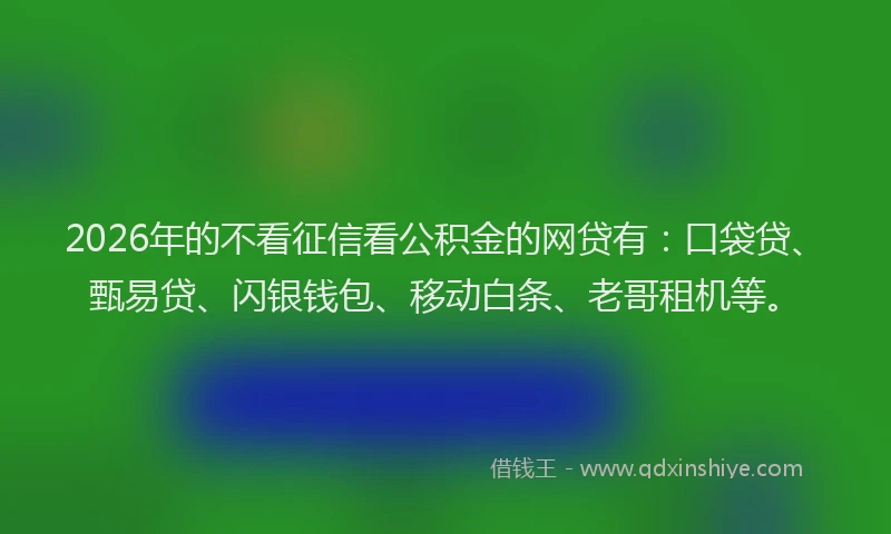 2026年的不看征信看公积金的网贷有：口袋贷、甄易贷、闪银钱包、移动白条、老哥租机等。