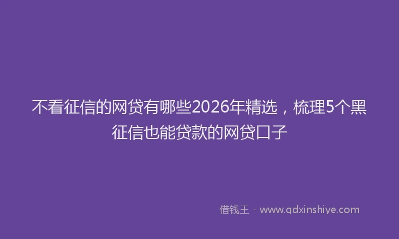不看征信的网贷有哪些2026年精选，梳理5个黑征信也能贷款的网贷口子