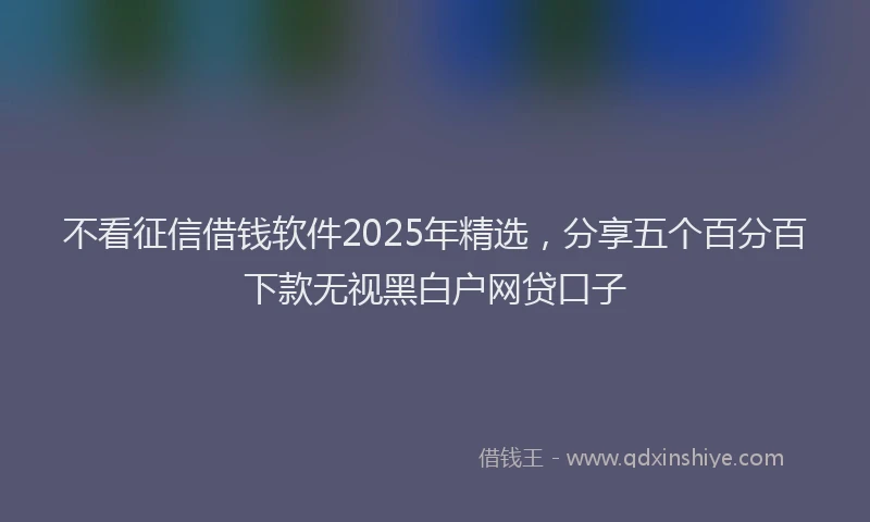 不看征信借钱软件2025年精选，分享五个百分百下款无视黑白户网贷口子