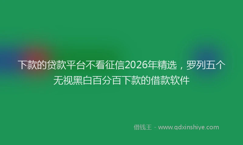 下款的贷款平台不看征信2026年精选，罗列五个无视黑白百分百下款的借款软件