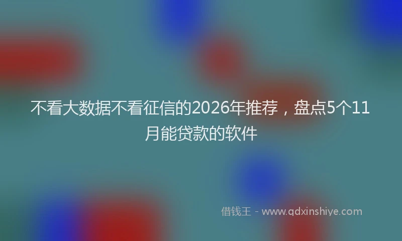 不看大数据不看征信的2026年推荐,盘点5个11月能贷款的软件