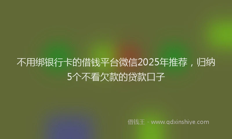 不用绑银行卡的借钱平台微信2025年推荐，归纳5个不看欠款的贷款口子
