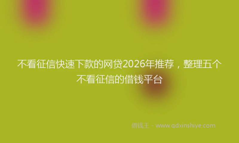 不看征信快速下款的网贷2026年推荐，整理五个不看征信的借钱平台