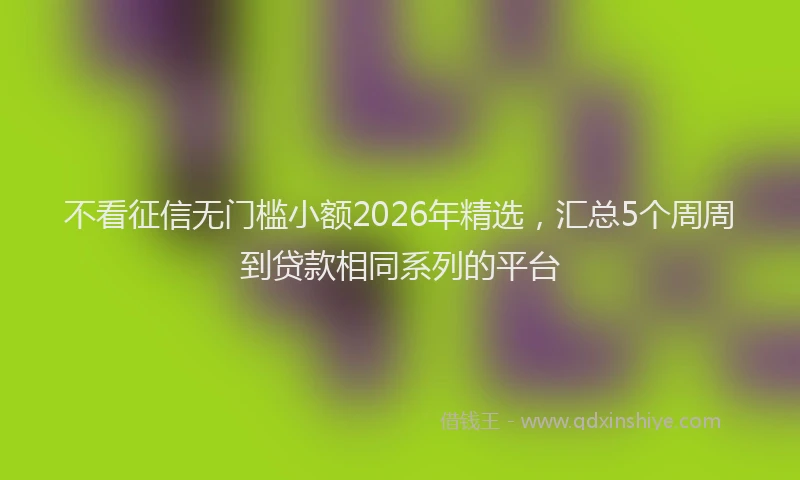不看征信无门槛小额2026年精选,汇总5个周周到贷款相同系列的平台