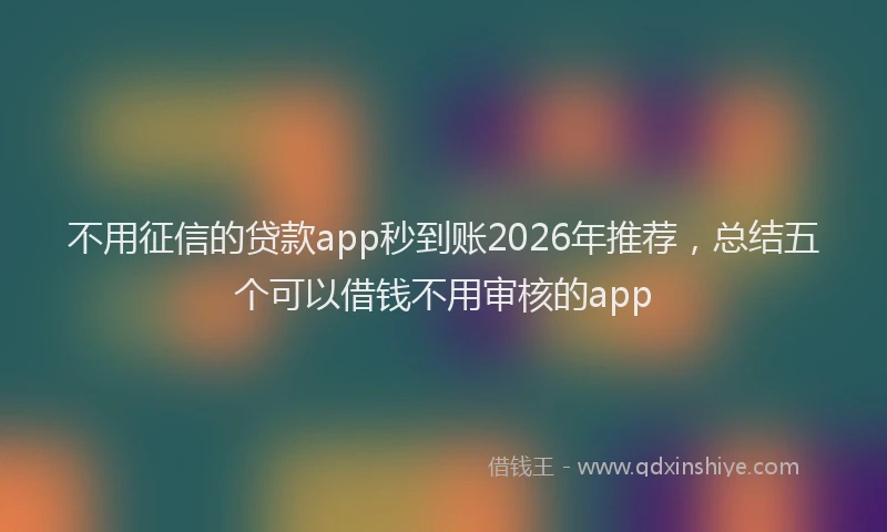 不用征信的贷款app秒到账2026年推荐，总结五个可以借钱不用审核的app