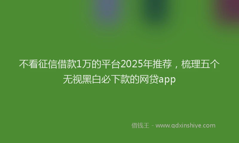不看征信借款1万的平台2025年推荐，梳理五个无视黑白必下款的网贷app