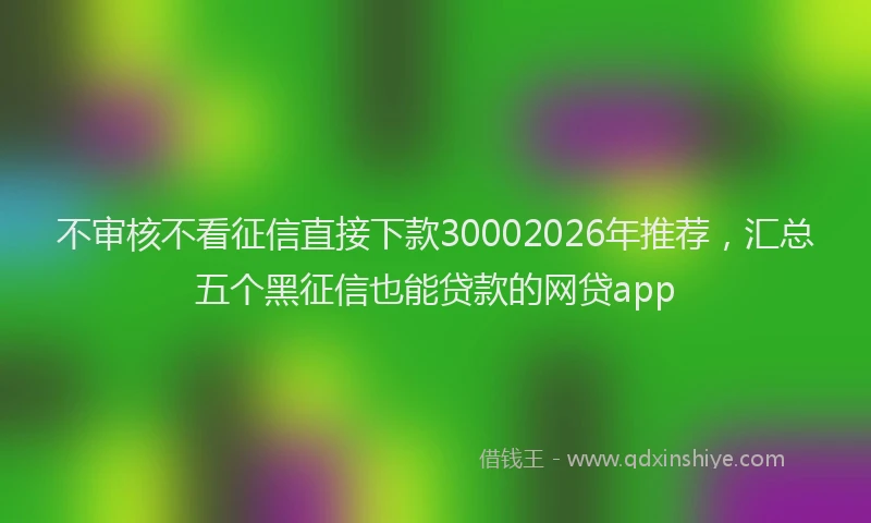 不审核不看征信直接下款30002026年推荐，汇总五个黑征信也能贷款的网贷app