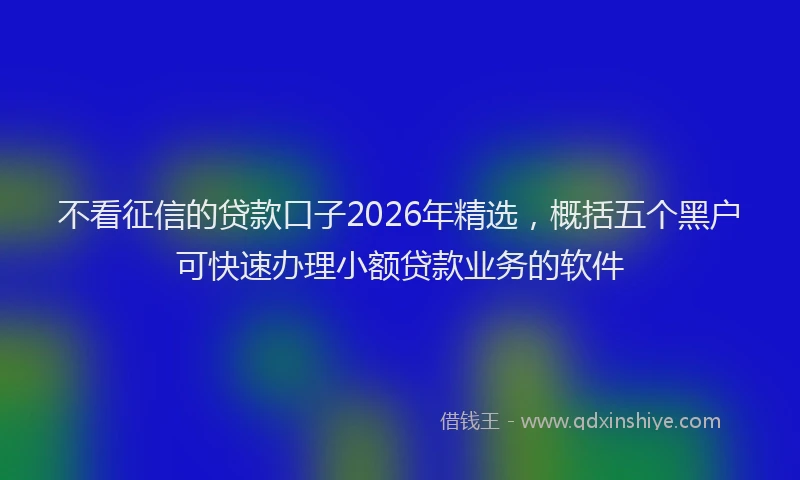 不看征信的贷款口子2026年精选，概括五个黑户可快速办理小额贷款业务的软件
