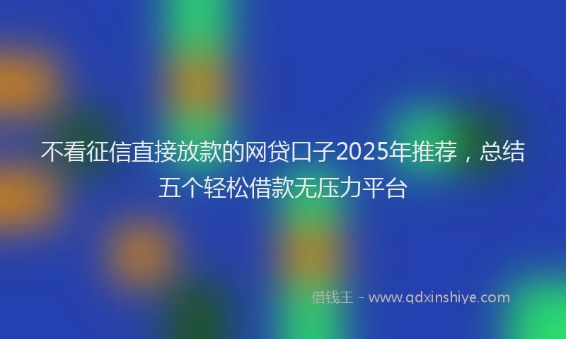 不看征信直接放款的网贷口子2025年推荐，总结五个轻松借款无压力平台