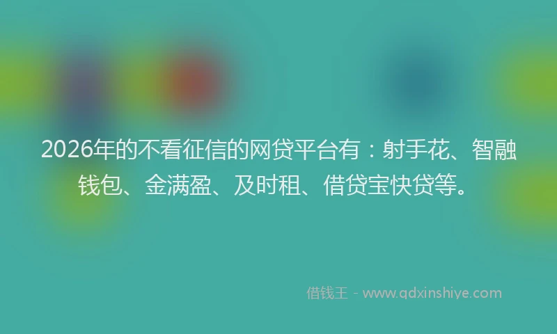 2026年的不看征信的网贷平台有:射手花、智融钱包、金满盈、及时租、借贷宝快贷等。