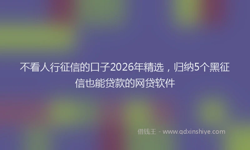 不看人行征信的口子2026年精选，归纳5个黑征信也能贷款的网贷软件