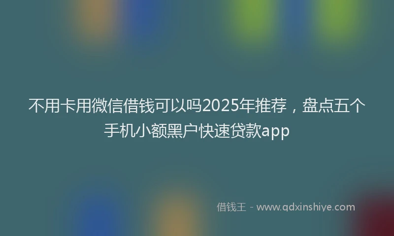 不用卡用微信借钱可以吗2025年推荐，盘点五个手机小额黑户快速贷款app