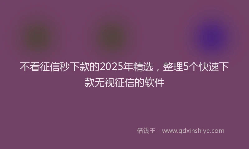 不看征信秒下款的2025年精选，整理5个快速下款无视征信的软件
