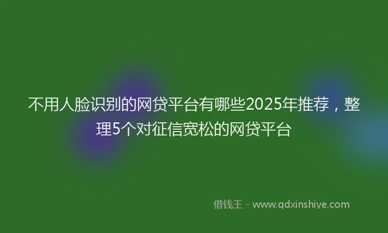不用人脸识别的网贷平台有哪些2025年推荐,整理5个对征信宽松的网贷平台