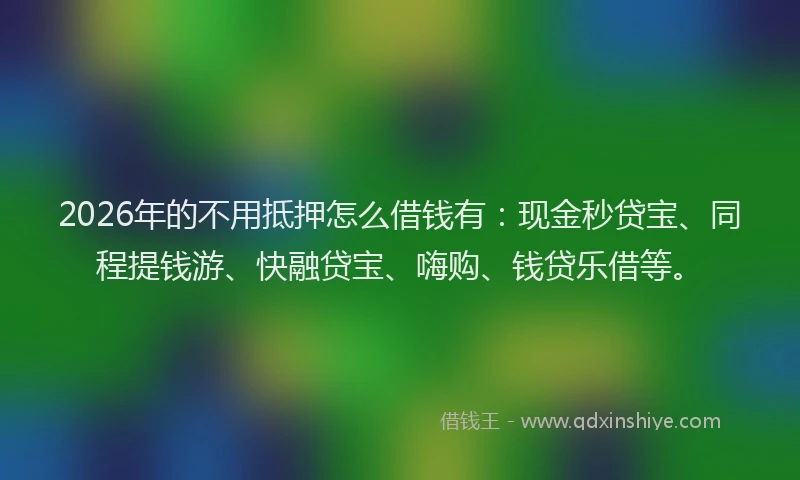 2026年的不用抵押怎么借钱有：现金秒贷宝、同程提钱游、快融贷宝、嗨购、钱贷乐借等。