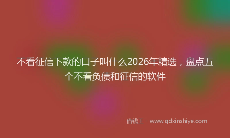 不看征信下款的口子叫什么2026年精选，盘点五个不看负债和征信的软件