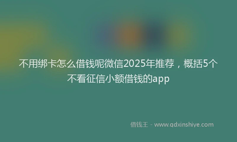 不用绑卡怎么借钱呢微信2025年推荐,概括5个不看征信小额借钱的app