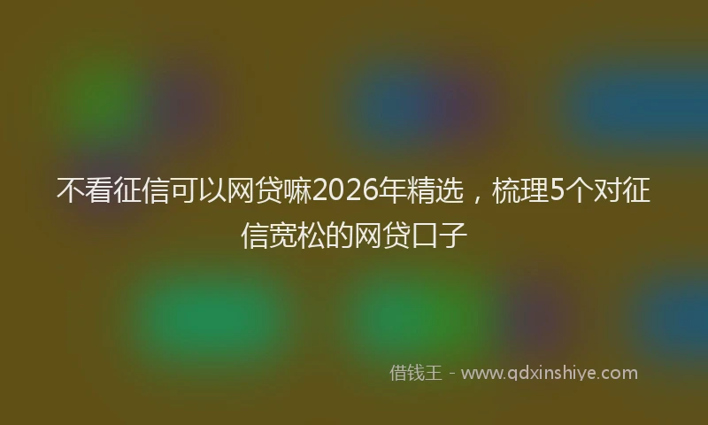 不看征信可以网贷嘛2026年精选，梳理5个对征信宽松的网贷口子