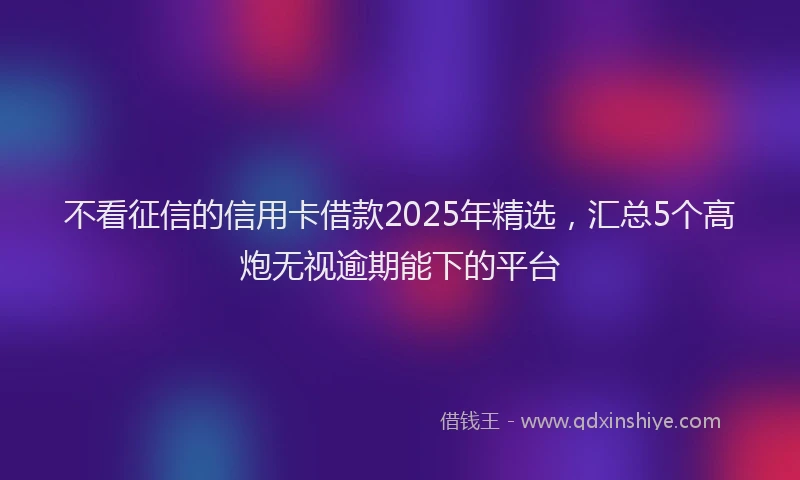 不看征信的信用卡借款2025年精选，汇总5个高炮无视逾期能下的平台