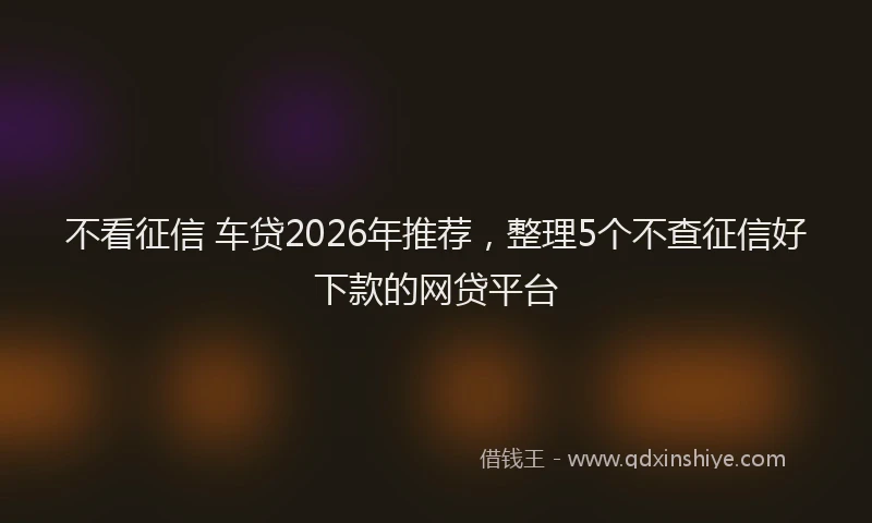 不看征信 车贷2026年推荐，整理5个不查征信好下款的网贷平台