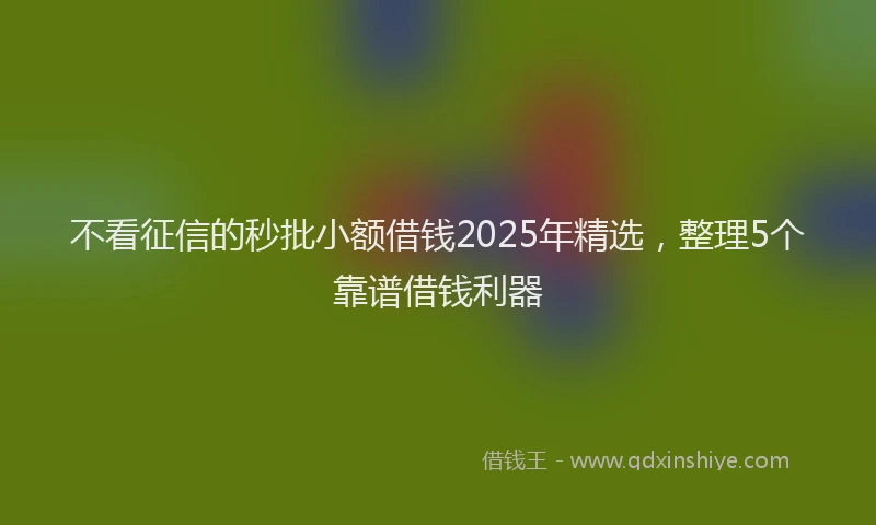 不看征信的秒批小额借钱2025年精选，整理5个靠谱借钱利器