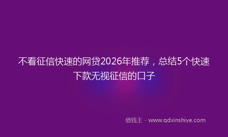 不看征信快速的网贷2026年推荐，总结5个快速下款无视征信的口子