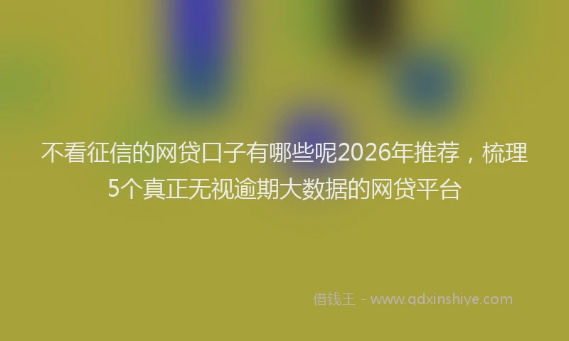 不看征信的网贷口子有哪些呢2026年推荐，梳理5个真正无视逾期大数据的网贷平台