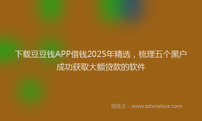 下载豆豆钱APP借钱2025年精选，梳理五个黑户成功获取大额贷款的软件
