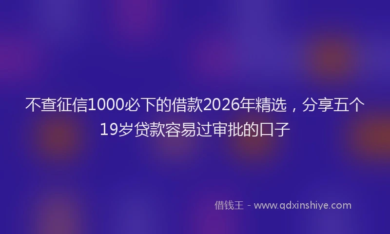 不查征信1000必下的借款2026年精选,分享五个19岁贷款容易过审批的口子