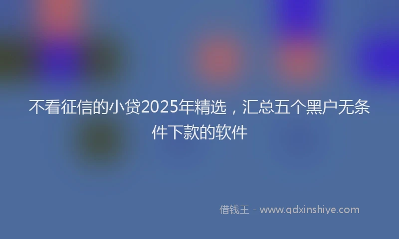 不看征信的小贷2025年精选，汇总五个黑户无条件下款的软件