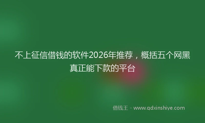 不上征信借钱的软件2026年推荐，概括五个网黑真正能下款的平台